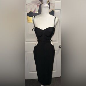 Fashion Nova NWT Elegant Black Cutout Body con dress Size Large